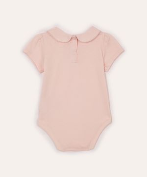 body infantil gola peter pan com renda rosa