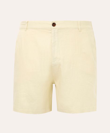 bermuda de linho com bolsos plus size amarela