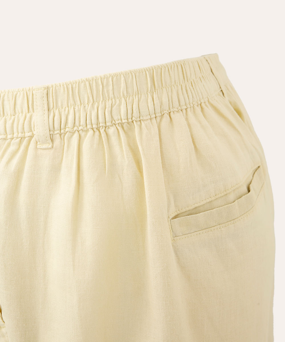 bermuda de linho com bolsos plus size amarela