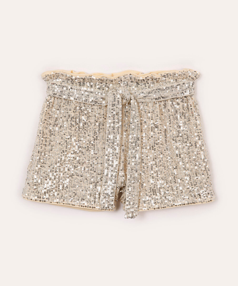 short infantil clochard de paetê dourado