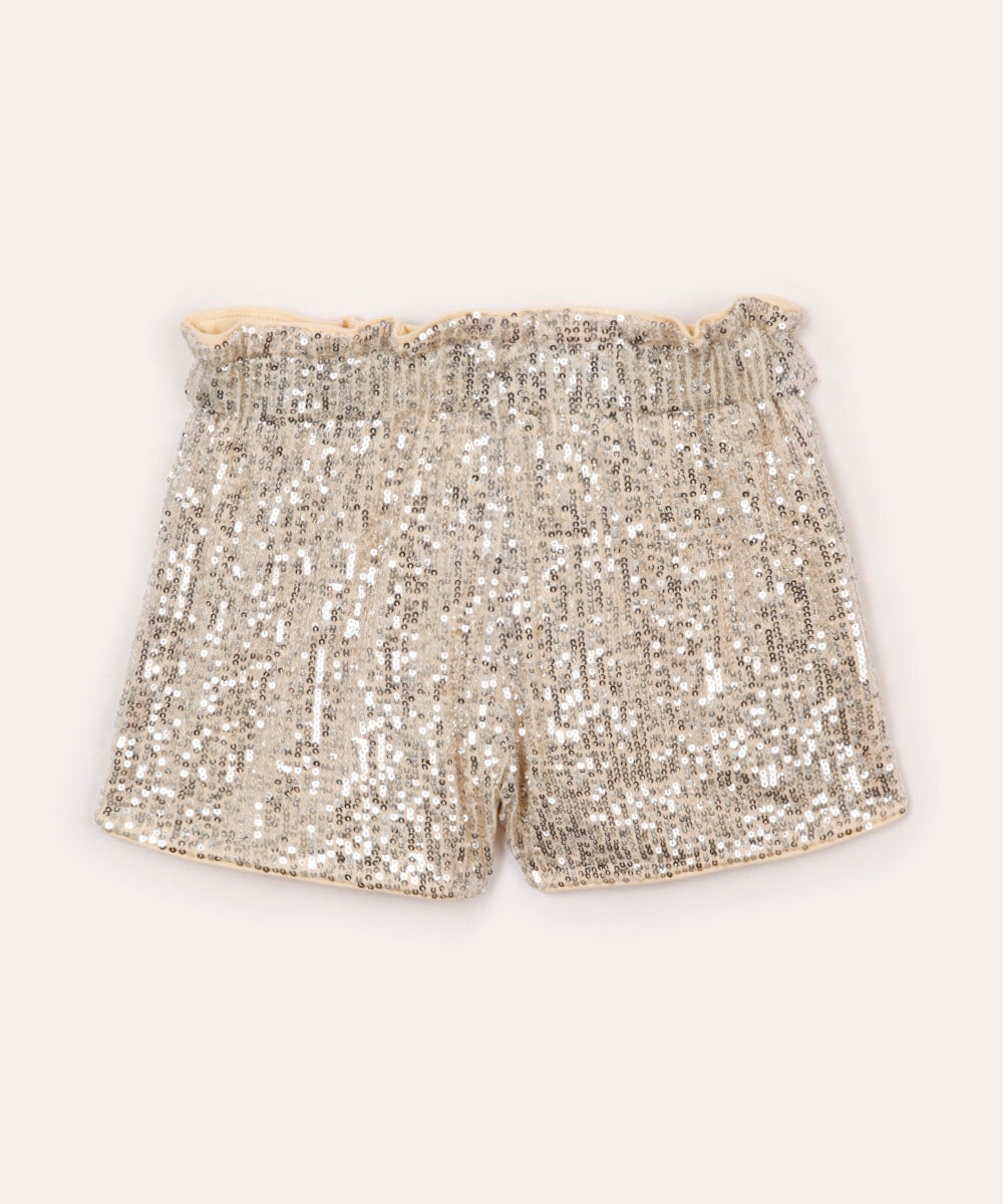 short infantil clochard de paetê dourado