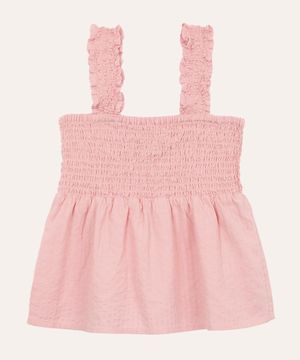 regata infantil texturizada com lastex rosa