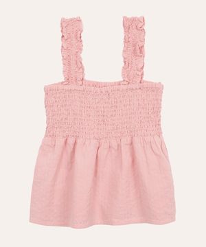 regata infantil texturizada com lastex rosa