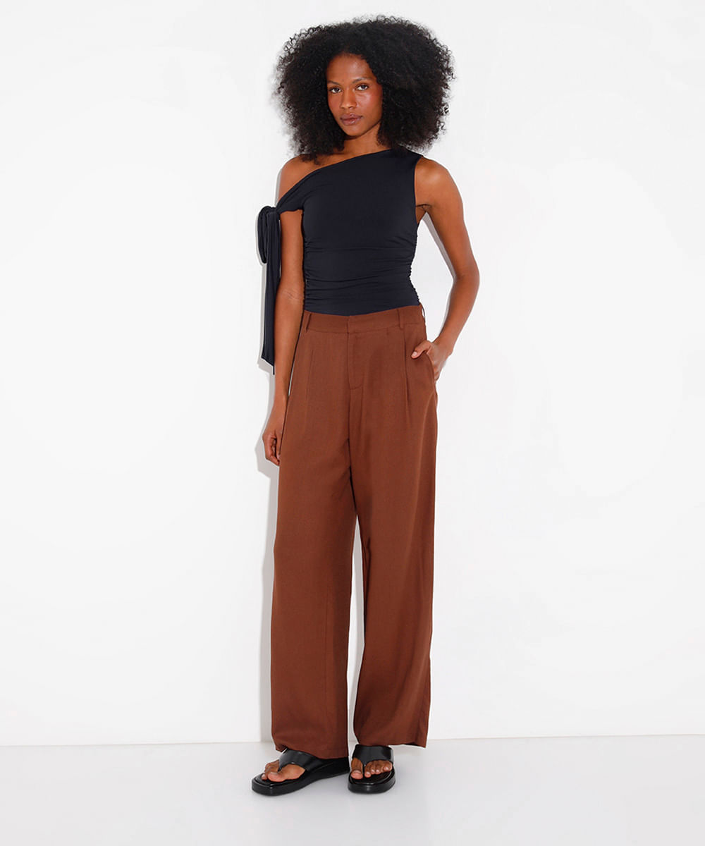 regata com franzido e amarração mindset preta