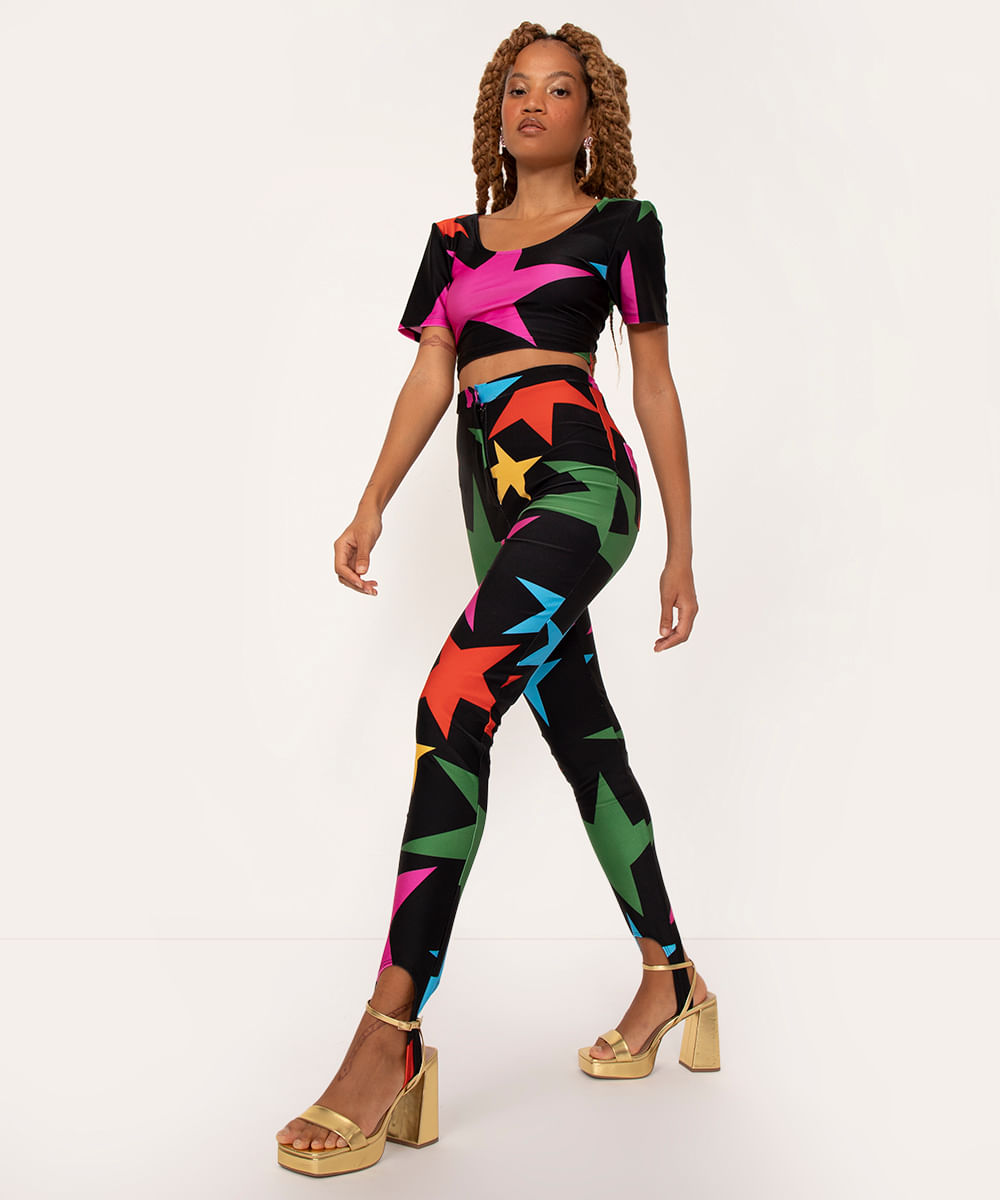 blusa de poliamida cropped alexia hentsch preto