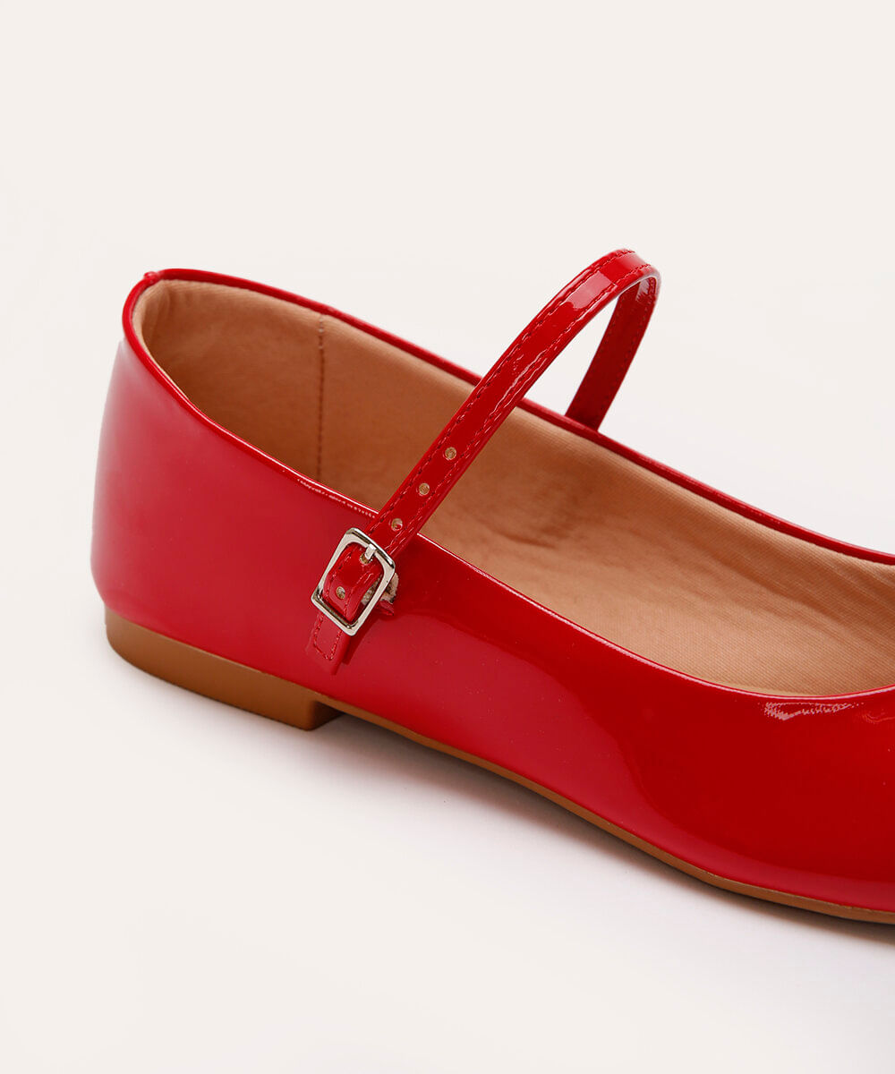 sapatilha boneca com fivela oneself vermelha