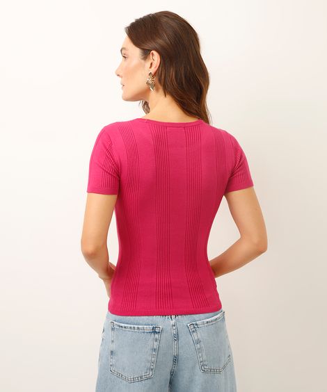 blusa com viscose canelada rosa