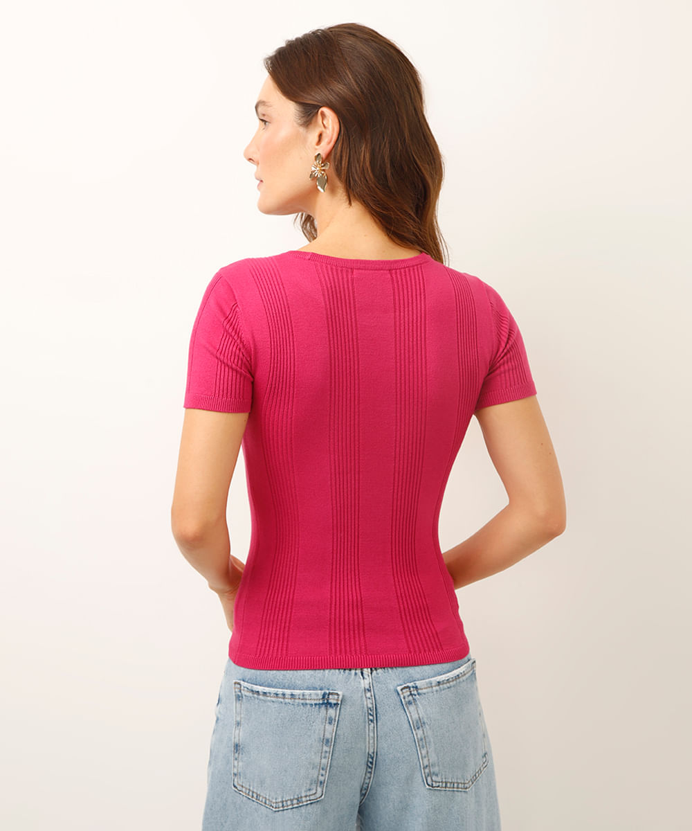 blusa com viscose canelada rosa