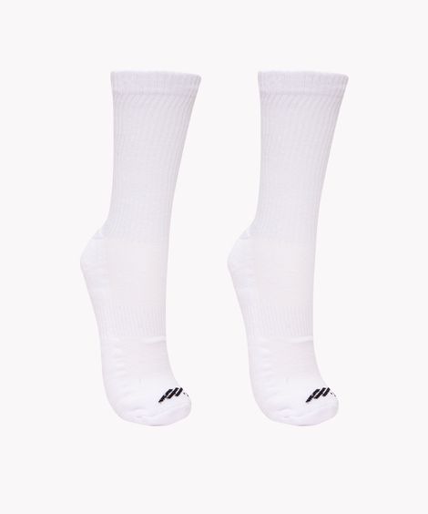kit de 2 pares de meias cano longo esportivo branco