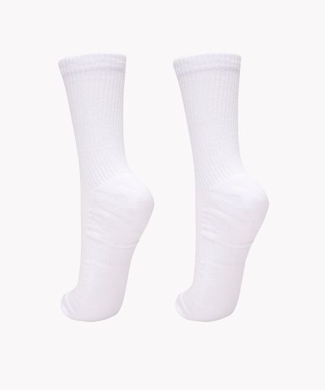 kit de 2 pares de meias cano longo esportivo branco