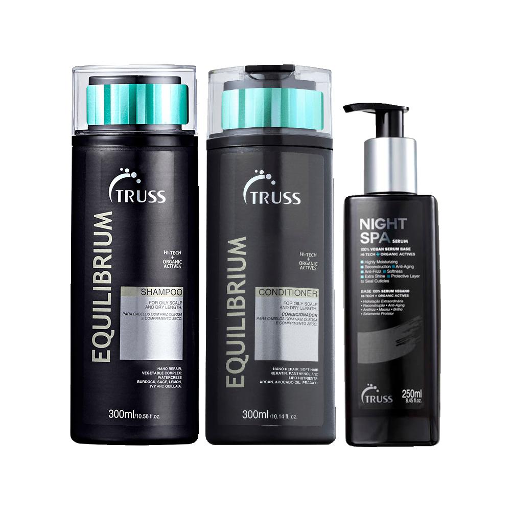 Kit Truss Equilibrium - Shampoo 300ml e Sérum Night Spa 250ml e Condicionador 300ml
