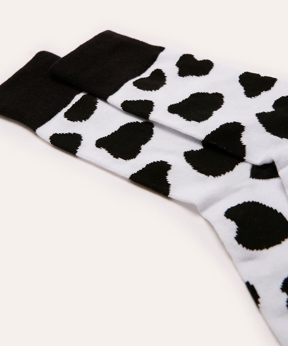 meia cano longo animal print preta
