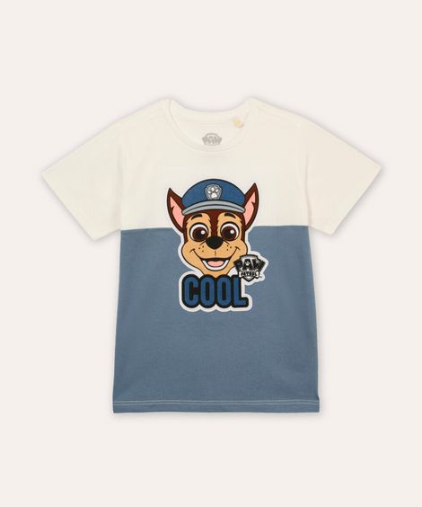 camiseta de algodão infantil patrulha canina azul