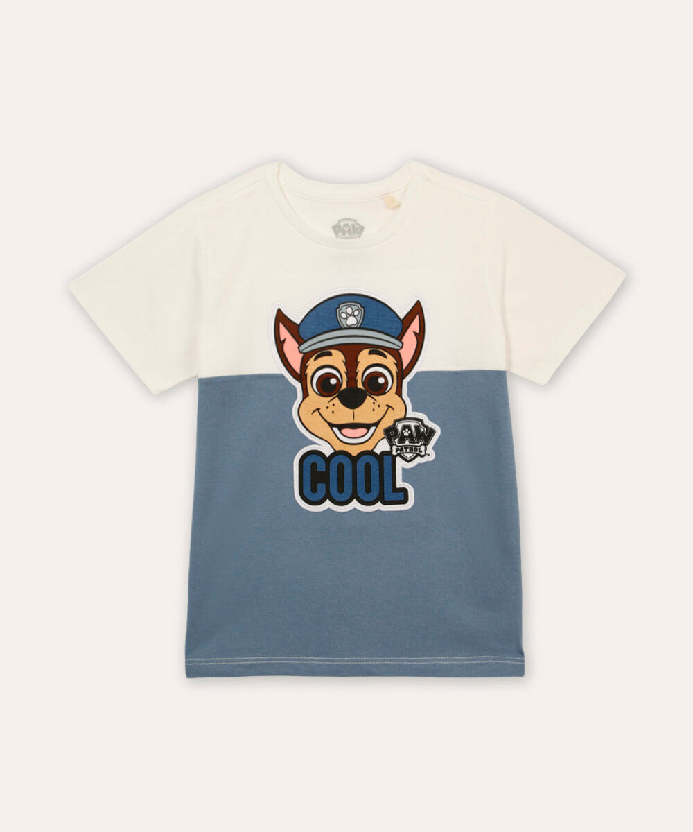 camiseta de algodão infantil patrulha canina azul