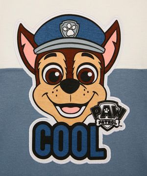 camiseta de algodão infantil patrulha canina azul