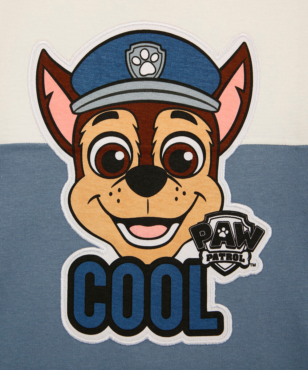 camiseta de algodão infantil patrulha canina azul