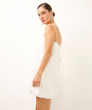 vestido curto balonê alça fina off white