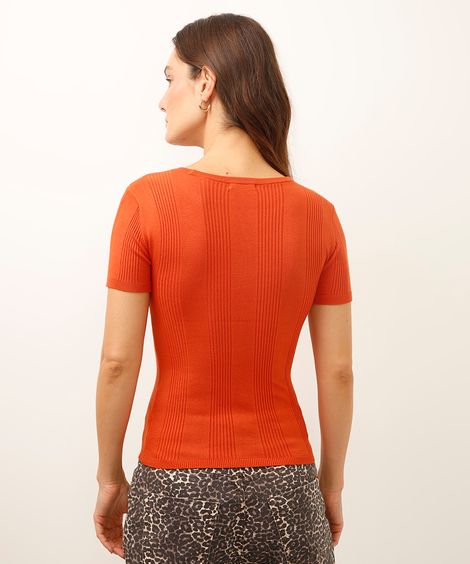 blusa com viscose canelada laranja
