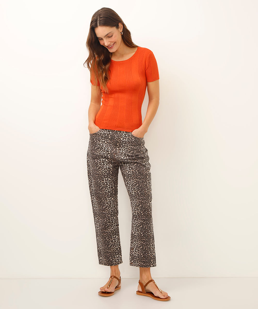 blusa com viscose canelada laranja