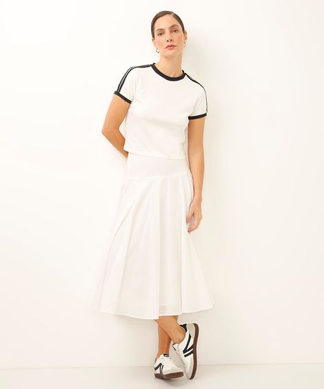 saia midi godê de algodão off white