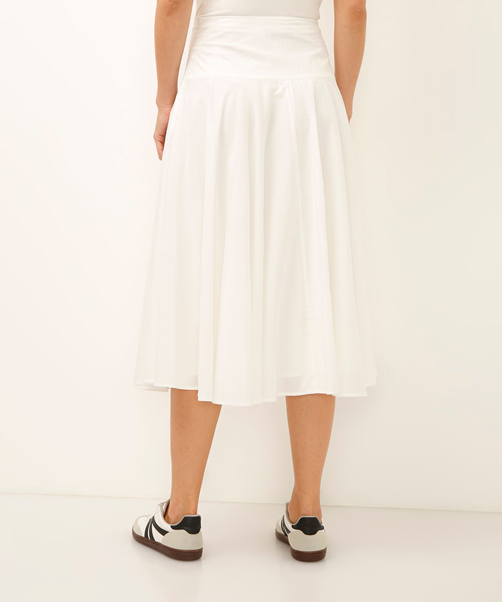 saia midi godê de algodão off white