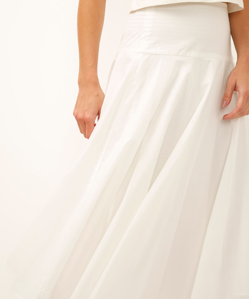 saia midi godê de algodão off white