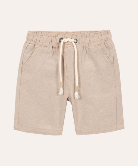 bermuda infantil cós elástico bege