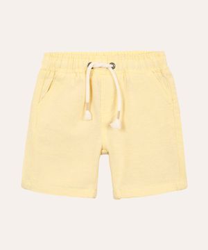 bermuda infantil cós elástico amarelo claro