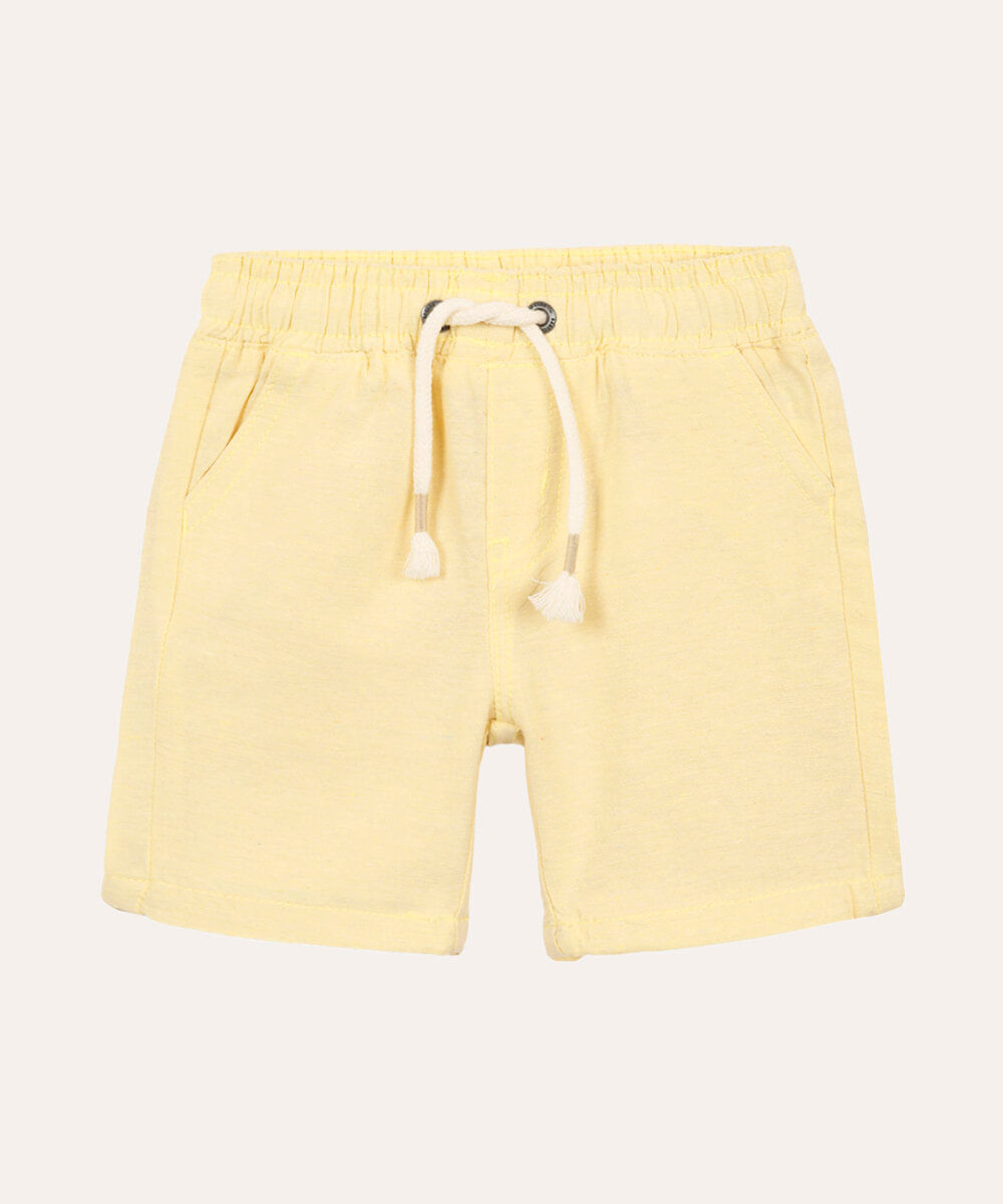 bermuda infantil cós elástico amarelo claro
