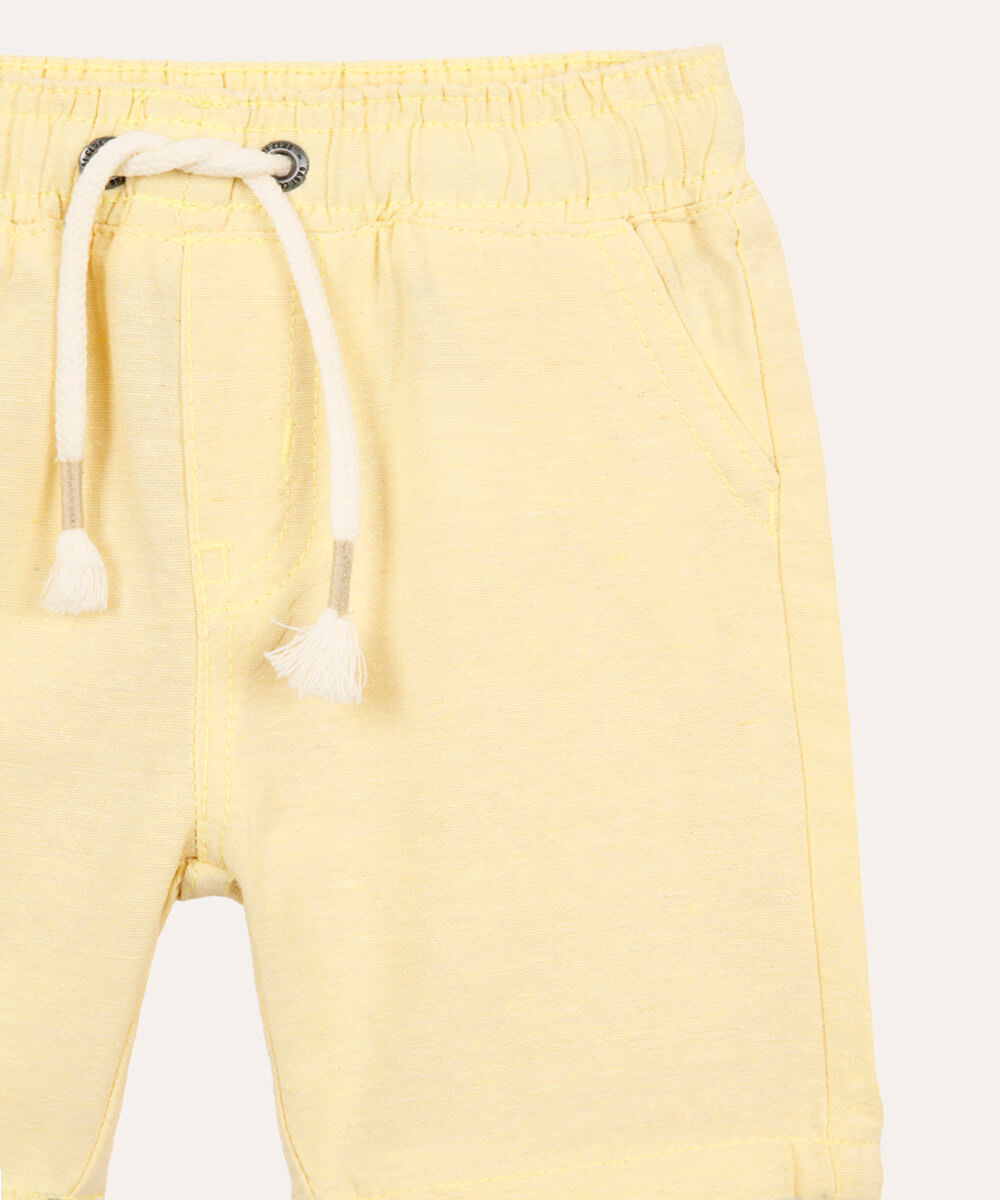 bermuda infantil cós elástico amarelo claro