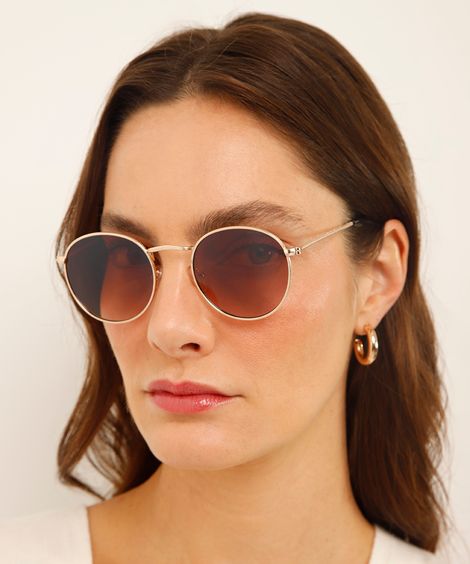 óculos de sol oval triton unissex dourado