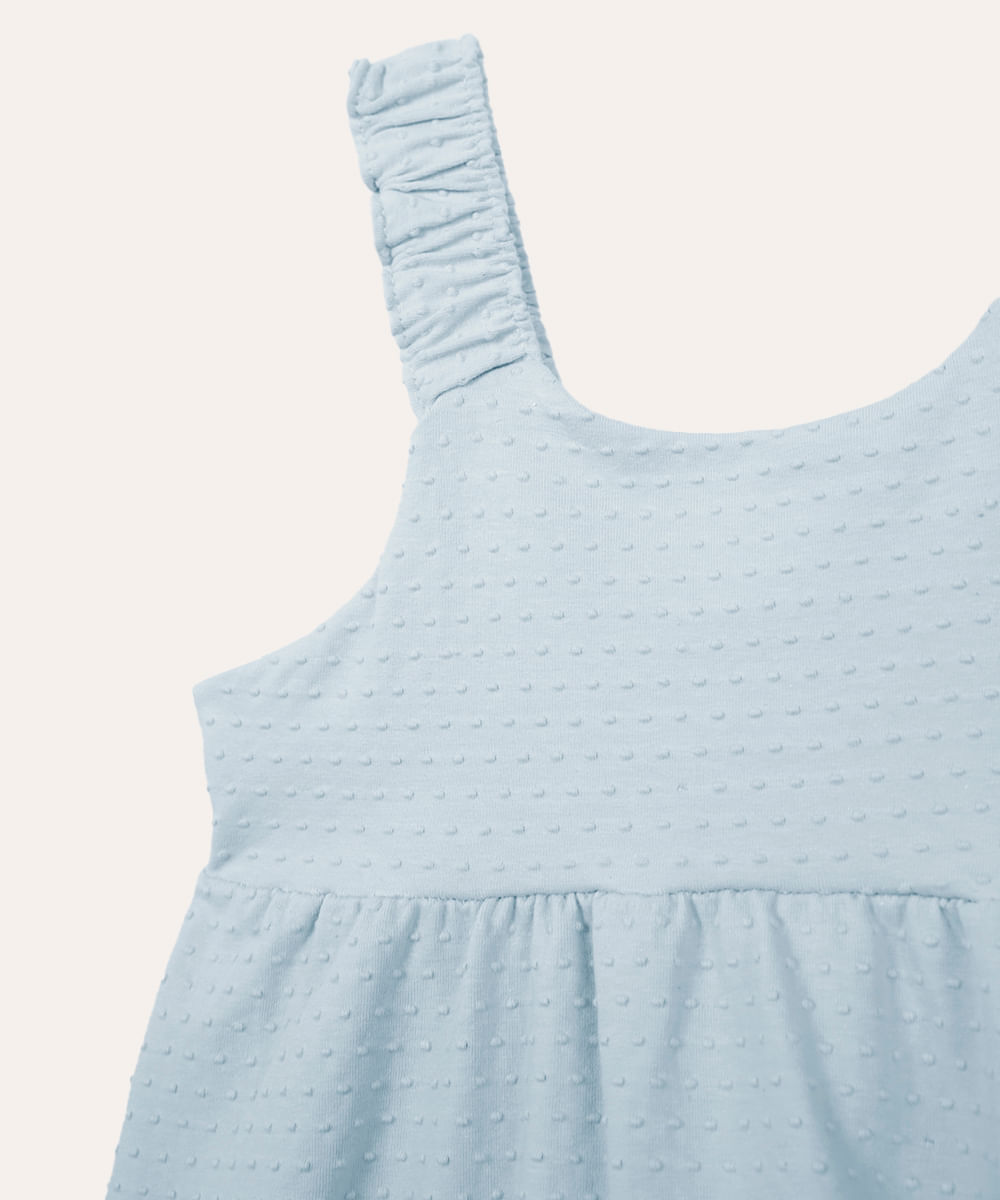 vestido infantil de algodão texturizado poá azul