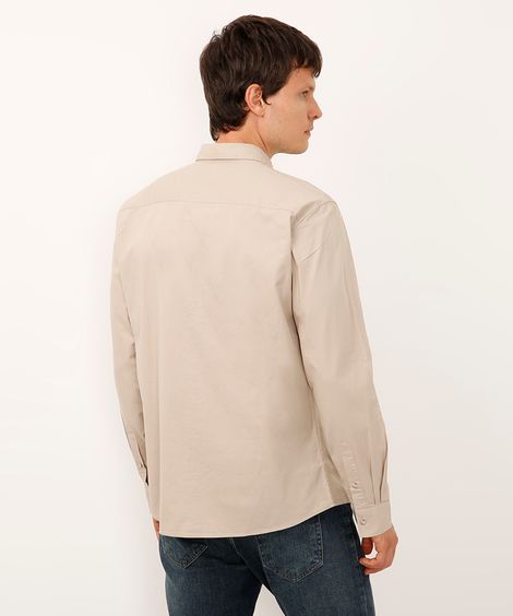 camisa comfort sarja leve manga longa bege