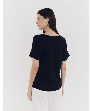 Blusa Silk Bordado Paete Preto Zinzane