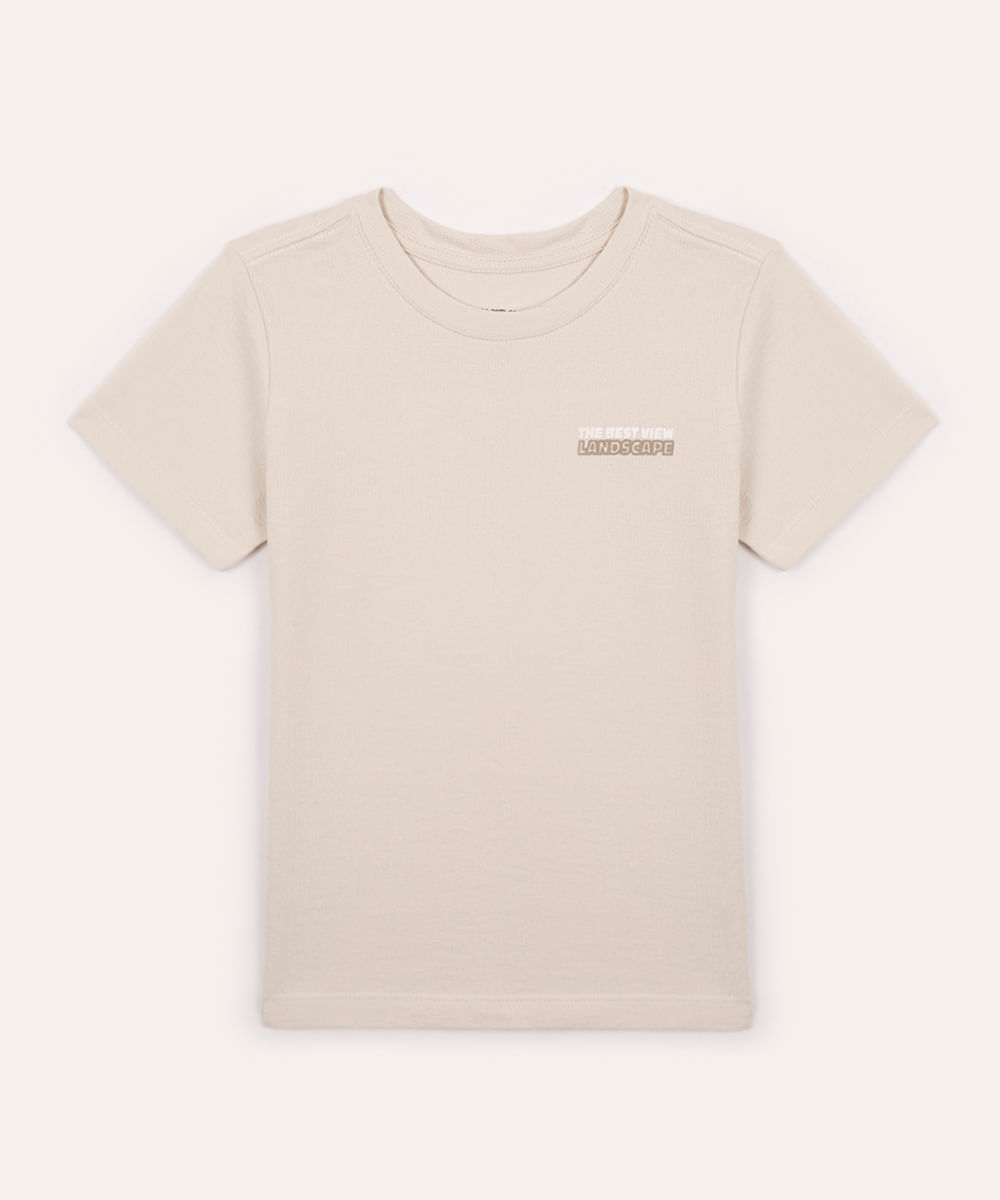 camiseta de algodão infantil texturizada landscape bege