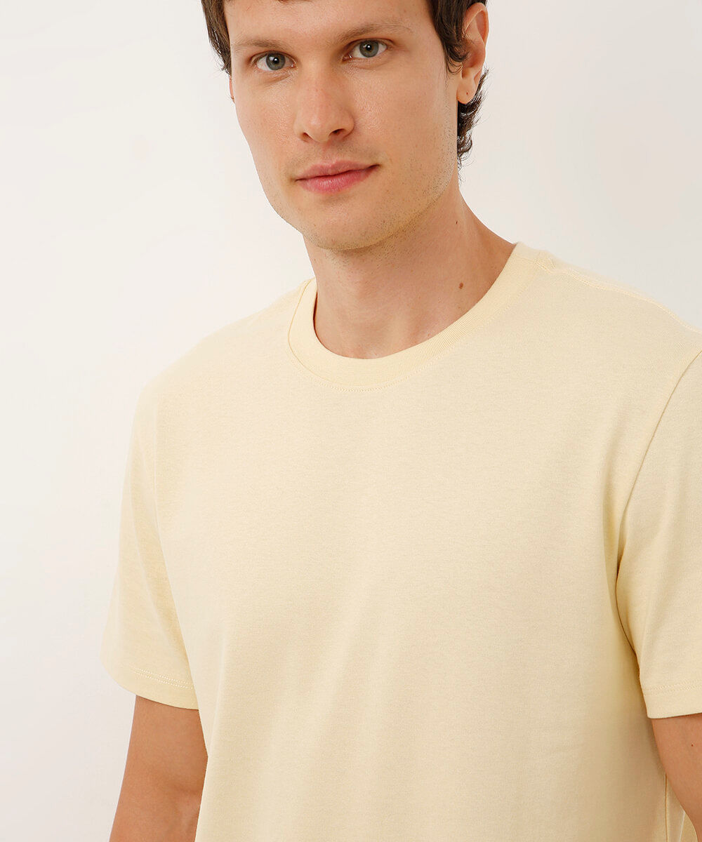 camiseta básica de algodão peruano amarela