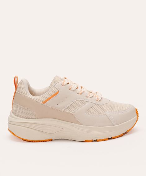 tênis esportivo infantil com recortes off white