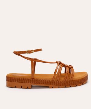 rasteirinha flatform texturizada marrom