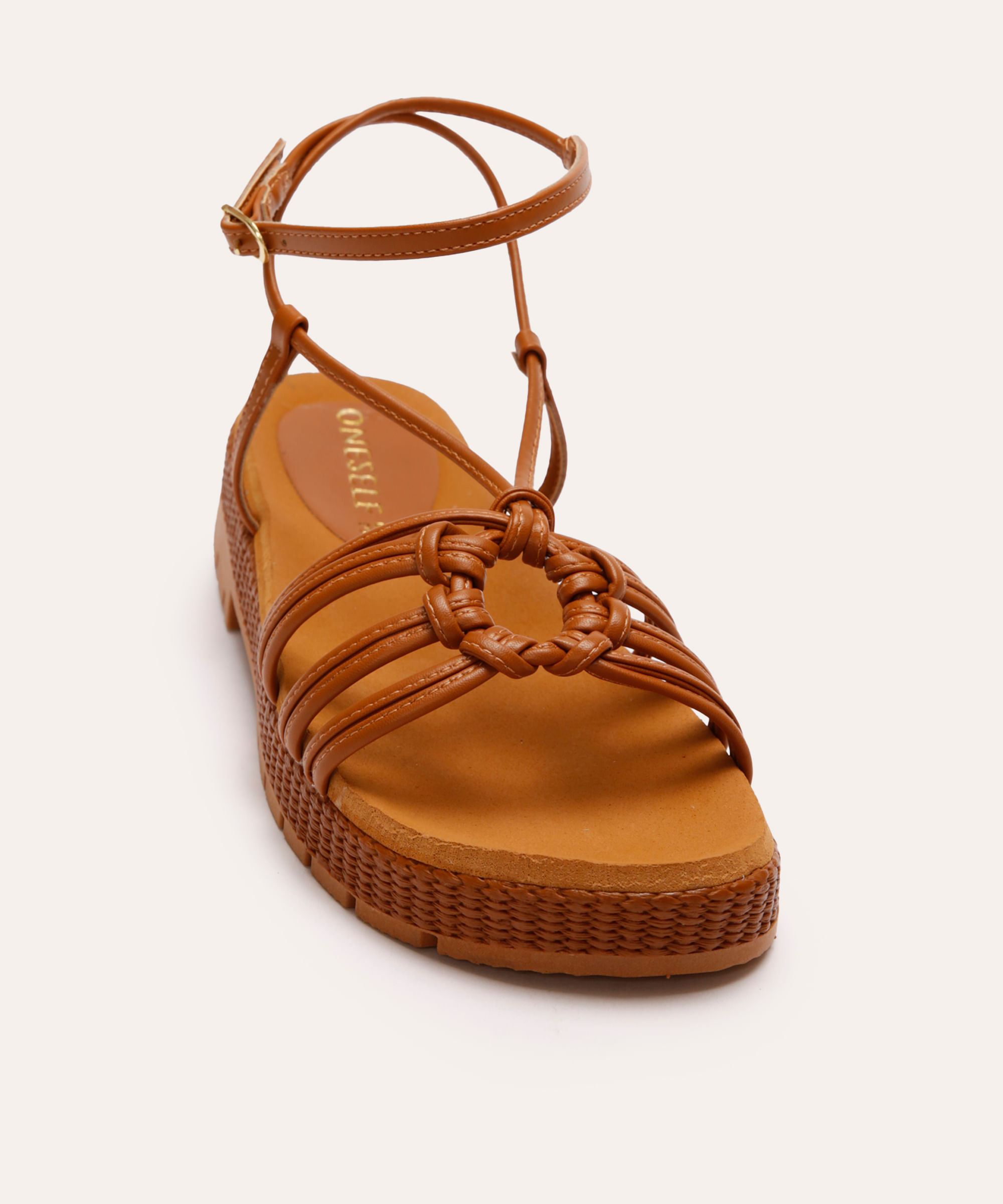 rasteirinha flatform texturizada marrom