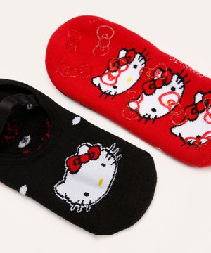 kit de 2 meias sapatilha hello kitty colorido