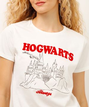 camiseta de algodão hogwarts off white