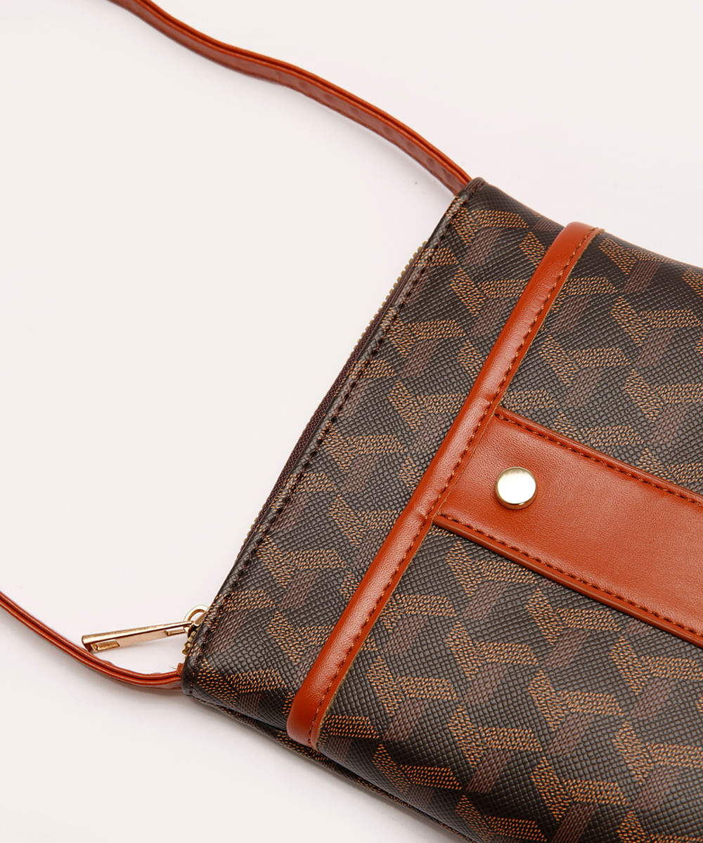 bolsa transversal monograma marrom