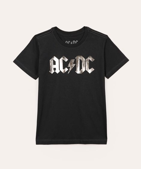 camiseta de algodão infantil acdc cinza