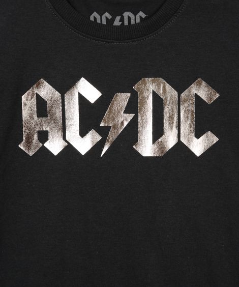 camiseta de algodão infantil acdc cinza