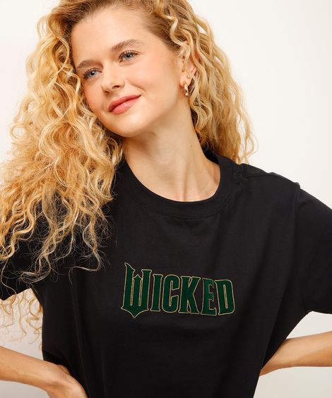 camiseta de algodão wicked preta