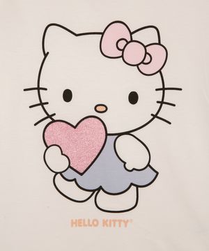 pijama de algodão infantil hello kitty com glitter off white