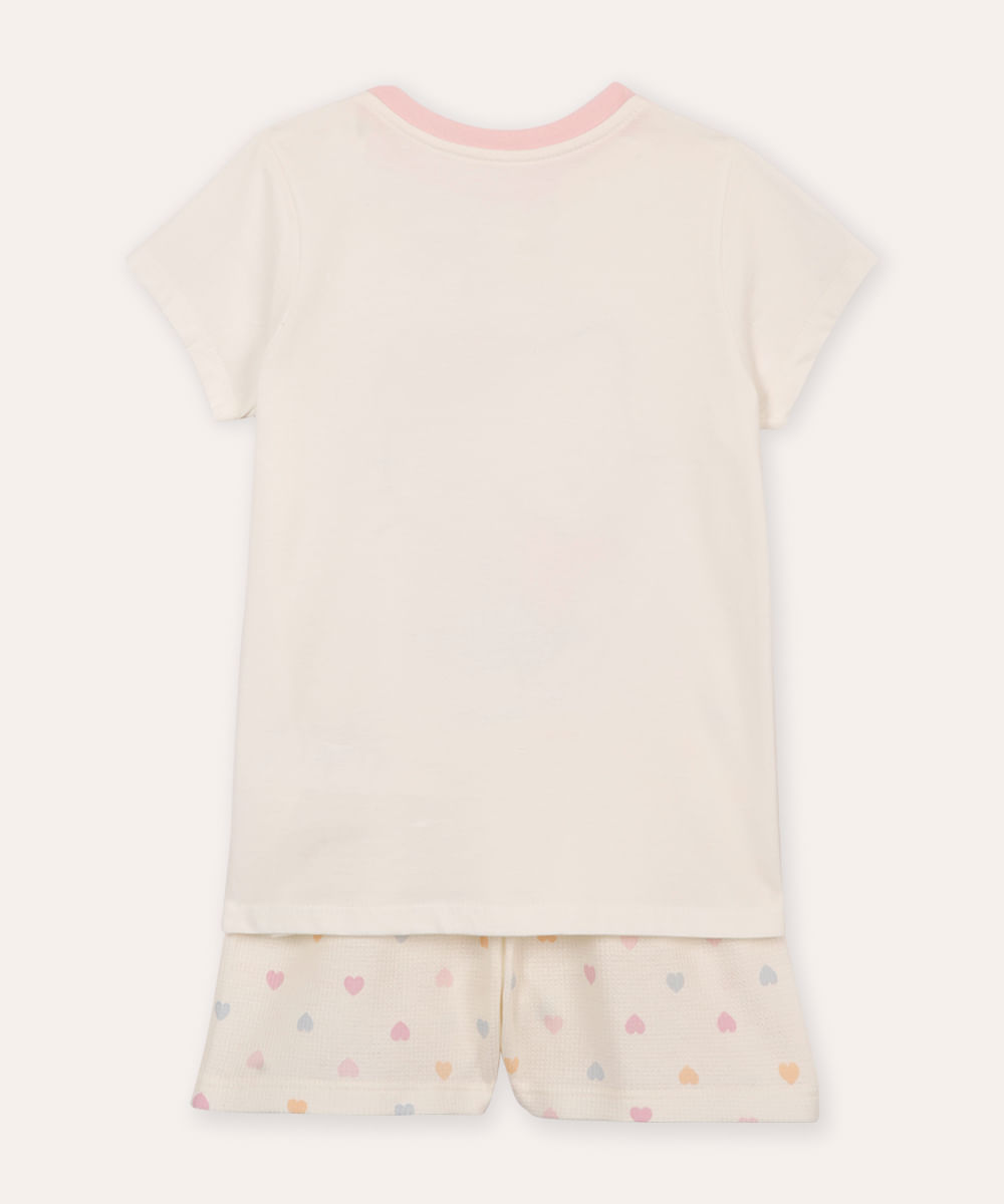 pijama de algodão infantil hello kitty com glitter off white