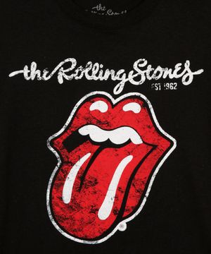 camiseta de algodão infantil the rolling stones preta