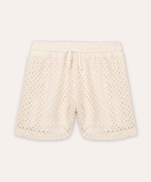 short de tricot juvenil bege