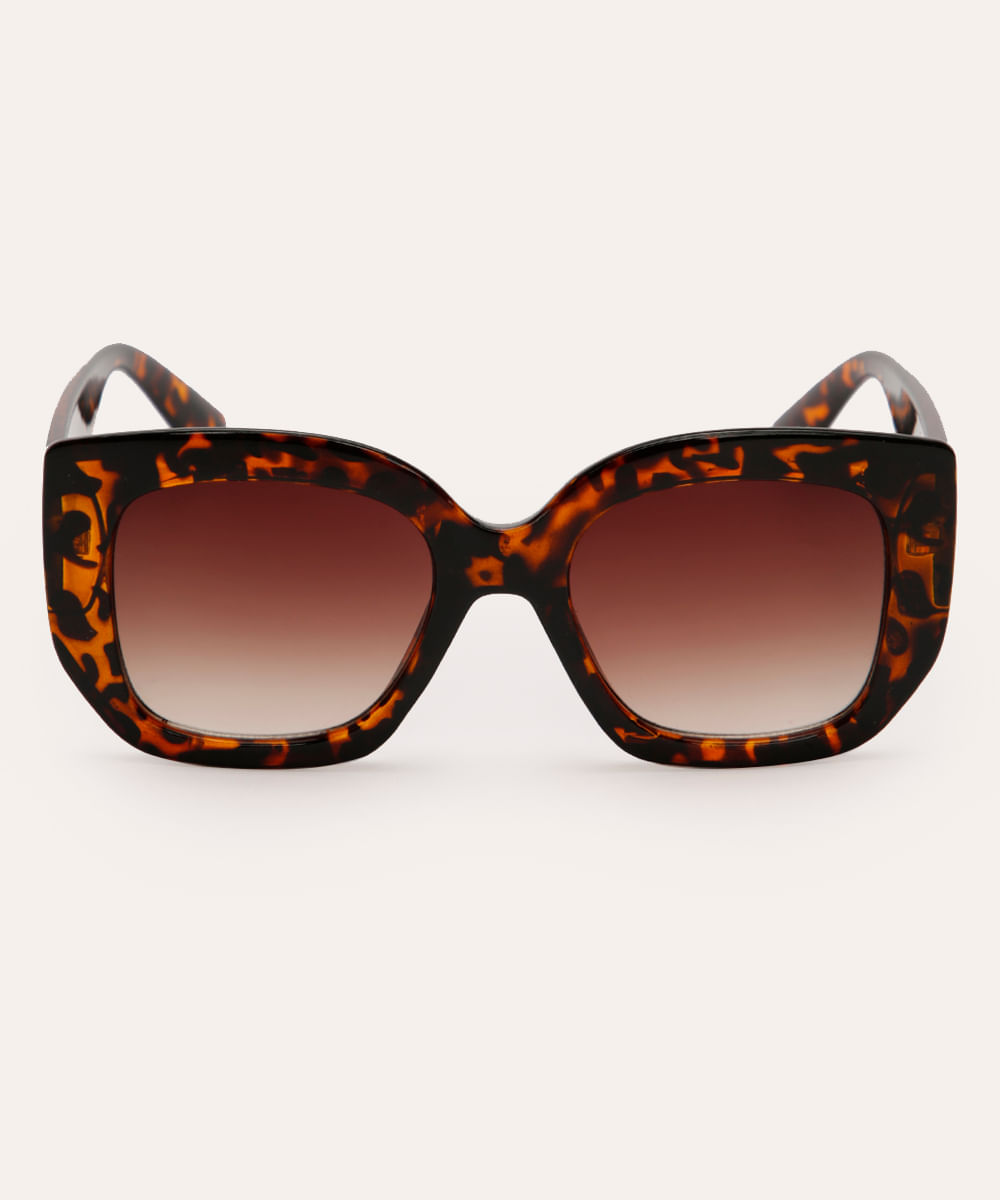 óculos de sol oval tartaruga - multicor
